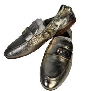 Tory Burch Women's Loafers Gold Metallic Leather Slip-On Flats Size 5M